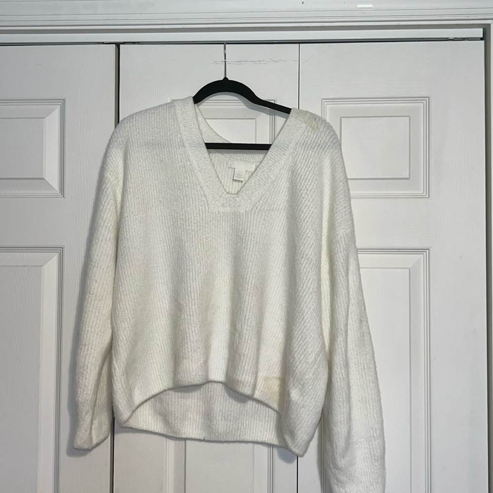 white sweater